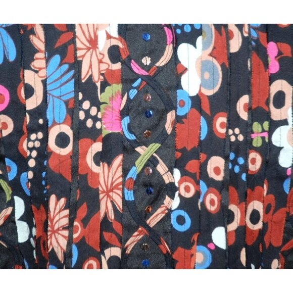 Sara Studio Colorful Bold Retro Size XL Lightweight Shacket Button Front Sequin - Picture 8 of 10